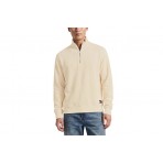 Tommy Jeans Waffle Knit Relaxed Ανδρική Μακρυμάνικη Πλεκτή Μπλούζα με Φερμουάρ Μπεζ