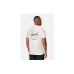 Tommy Jeans Signature Logo Peached Jersey Ανδρικό Κοντομάνικο T-Shirt Λευκό