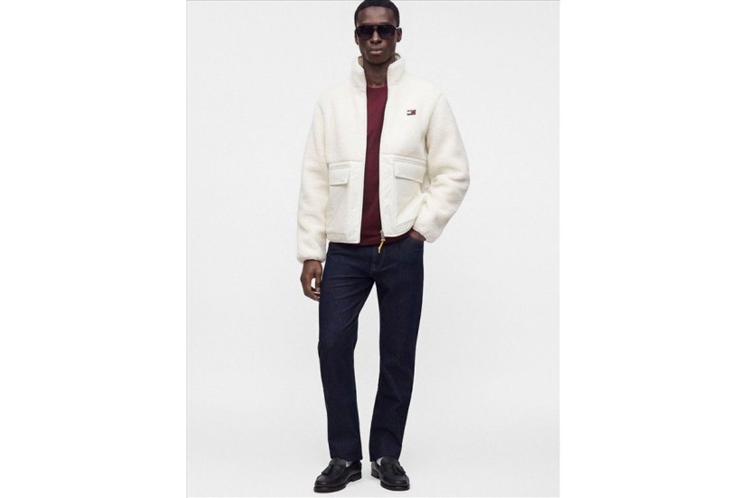 Tommy Jeans Teddy Contrast Texture Relaxed Μπουφάν Sherpa Ανδρικό (DM0DM23227 AEF)