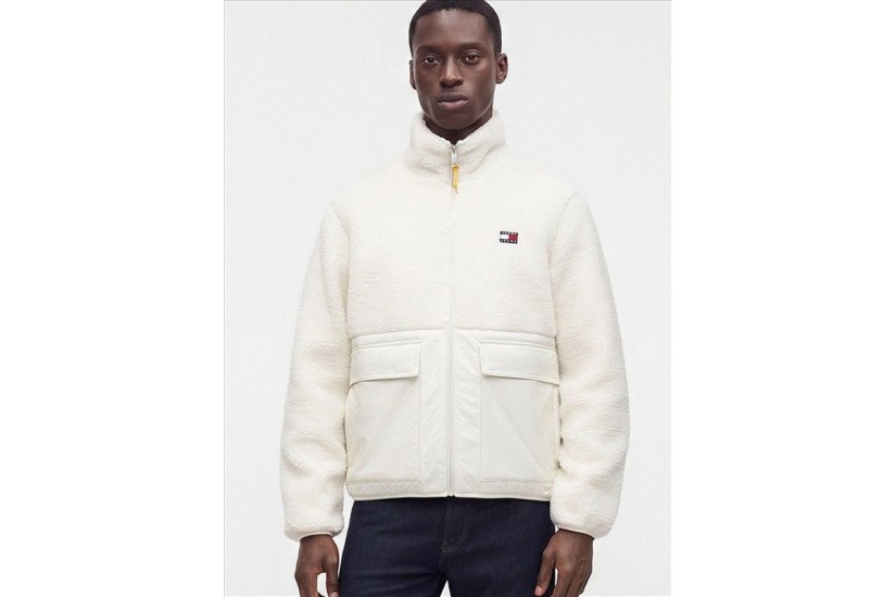 Tommy Jeans Teddy Contrast Texture Relaxed Μπουφάν Sherpa Ανδρικό (DM0DM23227 AEF)