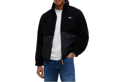Tommy Jeans Teddy Contrast Texture Relaxed Μπουφάν Sherpa Ανδρικό (DM0DM23227 BDS)
