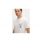 Tommy Jeans Signature Logo Ανδρικό Κοντομάνικο T-Shirt Εκρού