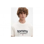 Tommy Jeans Slim Graphic Tee Ανδρικό Κοντομάνικο T-Shirt Εκρού