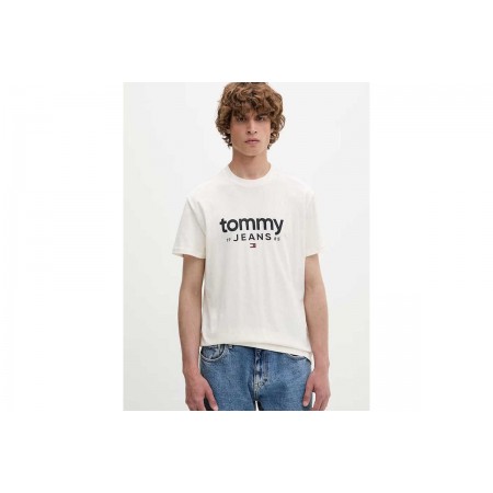 Tommy Jeans Slim Graphic Tee Ανδρικό Κοντομάνικο T-Shirt Εκρού