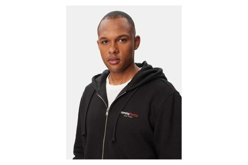 Tommy Jeans DNA Backprint Ανδρική Βαμβακερή Ζακέτα με Κουκούλα Μαύρη