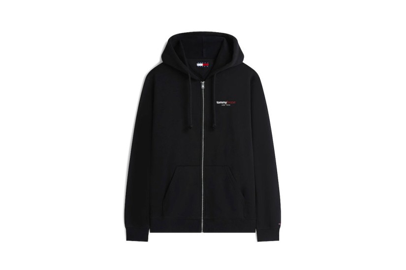 Tommy Jeans DNA Backprint Ανδρική Βαμβακερή Ζακέτα με Κουκούλα Μαύρη