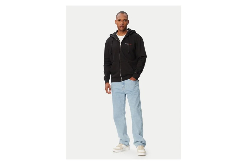 Tommy Jeans DNA Backprint Ανδρική Βαμβακερή Ζακέτα με Κουκούλα Μαύρη