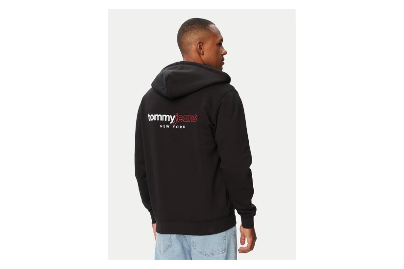 Tommy Jeans DNA Backprint Ανδρική Βαμβακερή Ζακέτα με Κουκούλα Μαύρη