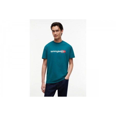 Tommy Jeans Ανδρικό Κοντομάνικο T-Shirt Πετρόλ 