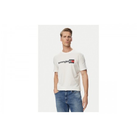 Tommy Jeans Ανδρικό Κοντομάνικο T-Shirt Εκρού
