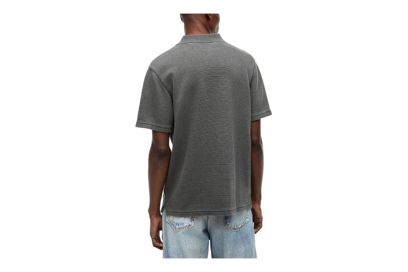 Tommy Jeans Washed Waffle Knit Ανδρικό Κοντομάνικο T-Shirt Polo Ανθρακί