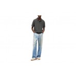 Tommy Jeans Washed Waffle Knit Ανδρικό Κοντομάνικο T-Shirt Polo Ανθρακί