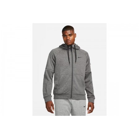 Nike Therma-Fit Fitness Ανδρική Ζακέτα με Κουκούλα Γκρι Σκούρο