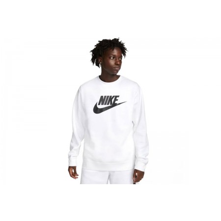 Nike Club Fleece Ανδρική Μακρυμάνικη Μπλούζα Λευκή