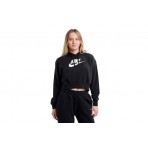 Nike Club Fleece Crop Top Γυναικείο Φούτερ Με Κουκούλα Μαύρο