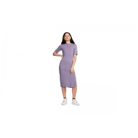 Nike Sportswear Essential Γυναικείο Κοντομάνικο Φόρεμα Midi Μωβ