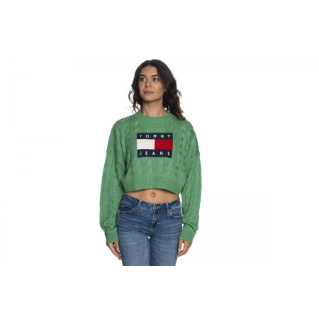 Tommy Jeans Tjw Bxy Center Flag Sweater Μπλούζα Πλεκτή Γυναικεία 