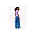 Tommy Jeans Slim Essential Rib Γυναικείο Κοντομάνικο T-Shirt Λιλά