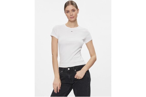Tommy Jeans Ribbed Slim T-Shirt Γυναικείο (DW0DW17383 YBR)