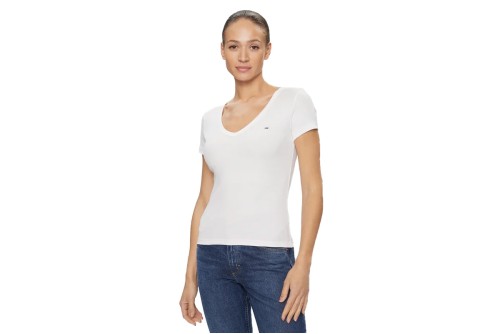 Tommy Jeans Essential V-Neck Slim Fit T-Shirt Γυναικείο (DW0DW17385 YBR)