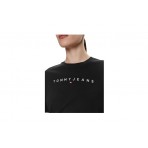 Tommy Jeans New Linear Γυναικείο Κοντομάνικο T-Shirt Μαύρο