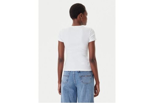 Tommy Jeans Badge Ribbed Slim T-Shirt Γυναικείο (DW0DW17881 CLEAR LOGO)