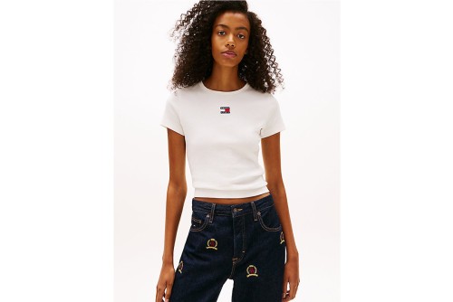 Tommy Jeans Slim Badge Rib T-Shirt Γυναικείο (DW0DW17881 YBL)