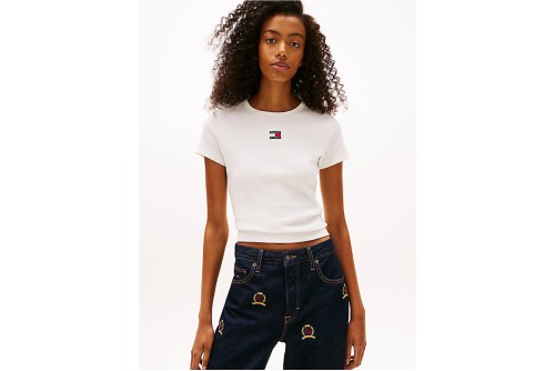 Tommy Jeans Slim Badge Rib T-Shirt Γυναικείο (DW0DW17881 YBL)