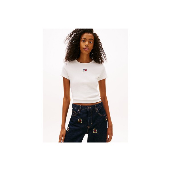Tommy Jeans Badge Ribbed Slim T-Shirt Γυναικείο (DW0DW17881 YBL)