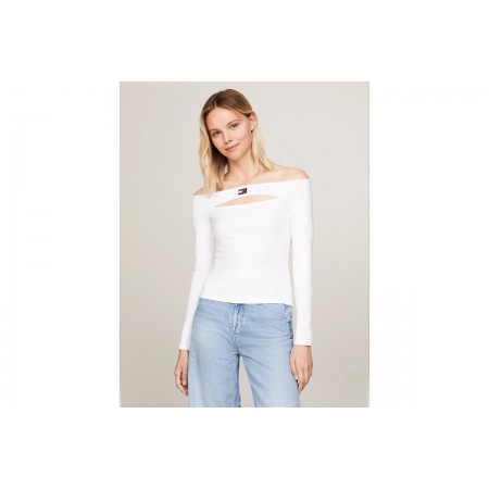 Tommy Jeans Badge Γυναικεία Off-Shoulder Μακρυμάνικη Μπλούζα