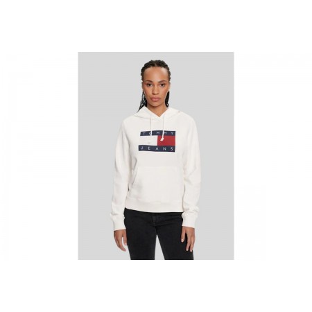 Tommy Jeans Tommy Flag Γυναικείο Φούτερ Με Κουκούλα Εκρού