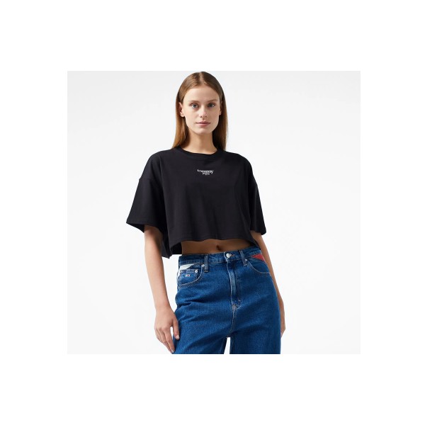 Tommy Jeans Ovs Crp Ess Logo 1 Ss Crop Top Κοντομάνικο Γυναικείο (DW0DW18661 BDS)