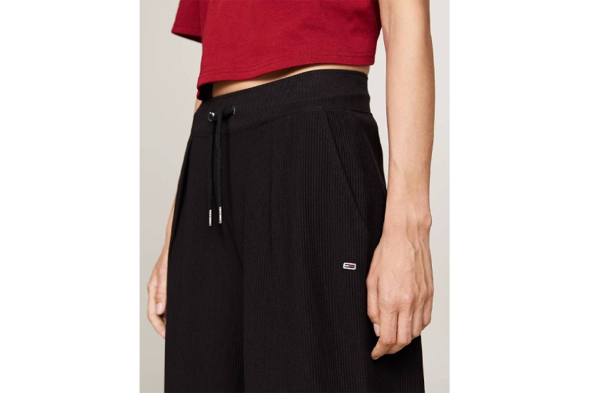Tommy Jeans Ottoman Pleated Γυναικείο Παντελόνι Φόρμας Μαύρο
