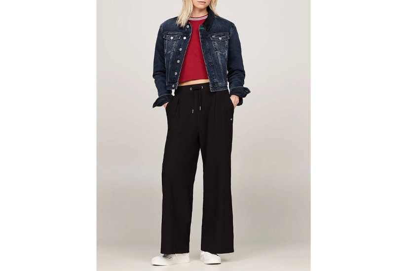 Tommy Jeans Ottoman Pleated Γυναικείο Παντελόνι Φόρμας Μαύρο