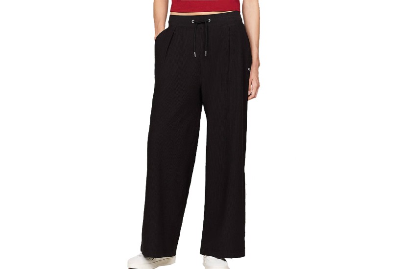 Tommy Jeans Ottoman Pleated Γυναικείο Παντελόνι Φόρμας Μαύρο