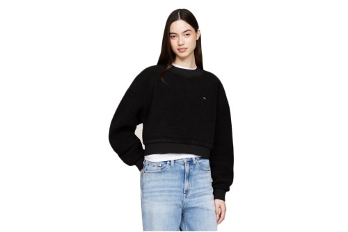 Tommy Jeans Ovs Teddy Crew Μπλούζα Με Λαιμόκοψη Γυναικεία (DW0DW18770 BDS)
