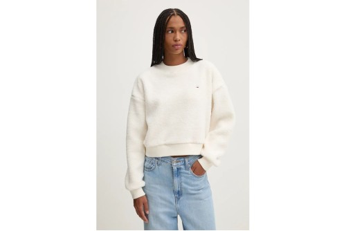 Tommy Jeans Ovs Teddy Crew Μπλούζα Με Λαιμόκοψη Γυναικεία (DW0DW18770 YBH)