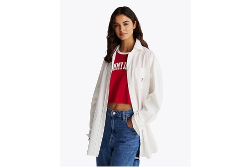 Tommy Jeans Ovs Badge Poplin Shirt Ext Πουκάμισο Μακρυμάνικο Γυναικείο (DW0DW19357 YBL)