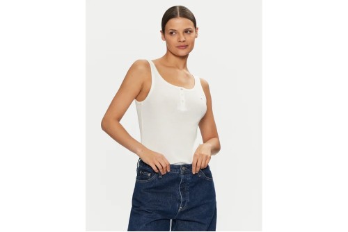Tommy Jeans Slim Button Μπλούζα Αμάνικη Γυναικεία (DW0DW19492 YBL)