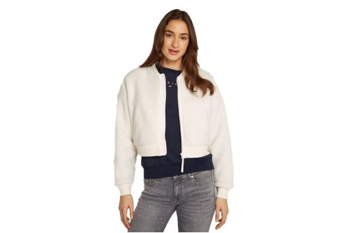 Tommy Jeans Teddy Zip Thru Μπουφάν Sherpa Γυναικείο (DW0DW19825 YBH)