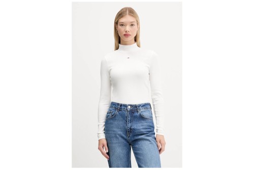 Tommy Jeans Slim Fit Μπλούζα Με Ψηλό Λαιμό Γυναικεία (DW0DW19830 YBL)