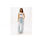 Tommy Jeans Smock Varsity Bralette  Αμάνικη Crop Top Μπλούζα Λευκή