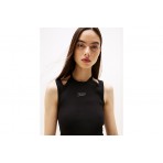 Tommy Jeans Ribbed Slim Halterneck Γυναικεία Αμάνικη Μπλούζα Μαύρη