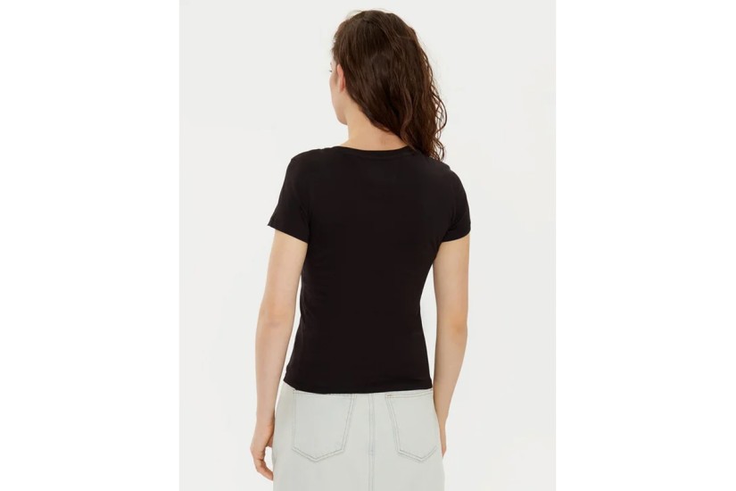 Tommy Jeans Slim V-Neck Γυναικείο Κοντομάνικο T-Shirt Μαύρο