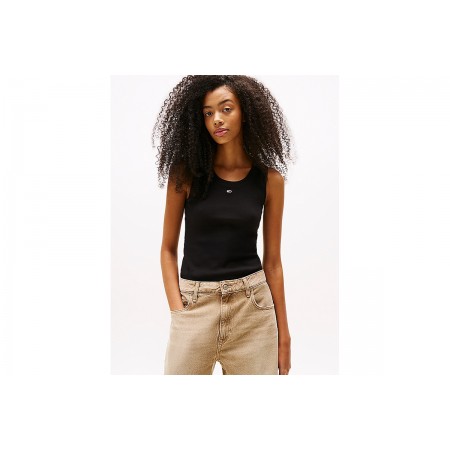 Tommy Jeans Essential Γυναικεία Αμάνικη Μπλούζα Μαύρη
