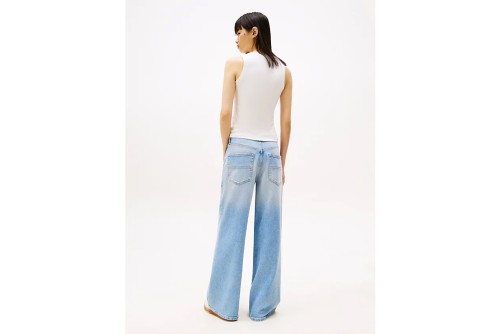 Tommy Jeans Ribbed Slim Scoop Neck Μπλούζα Αμάνικη Γυναικεία (DW0DW20673 YBL)