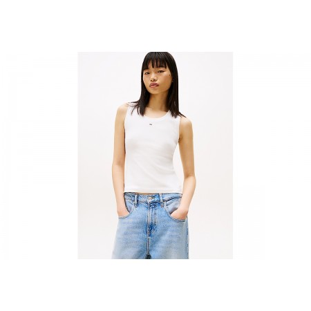 Tommy Jeans Essential Γυναικεία Αμάνικη Μπλούζα Λευκό