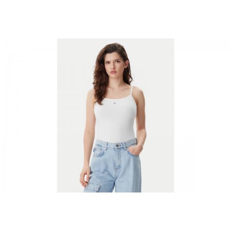 Tommy Jeans Essential Logo Strap Γυναικεία Αμάνικη Μπλούζα Εκρού