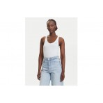 Tommy Jeans Soft Rib Γυναικεία Αμάνικη Μπλούζα Εκρού