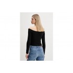Tommy Jeans Essential Slim Fit Γυναικεία Μακρυμάνικη Μπλούζα Μαύρη